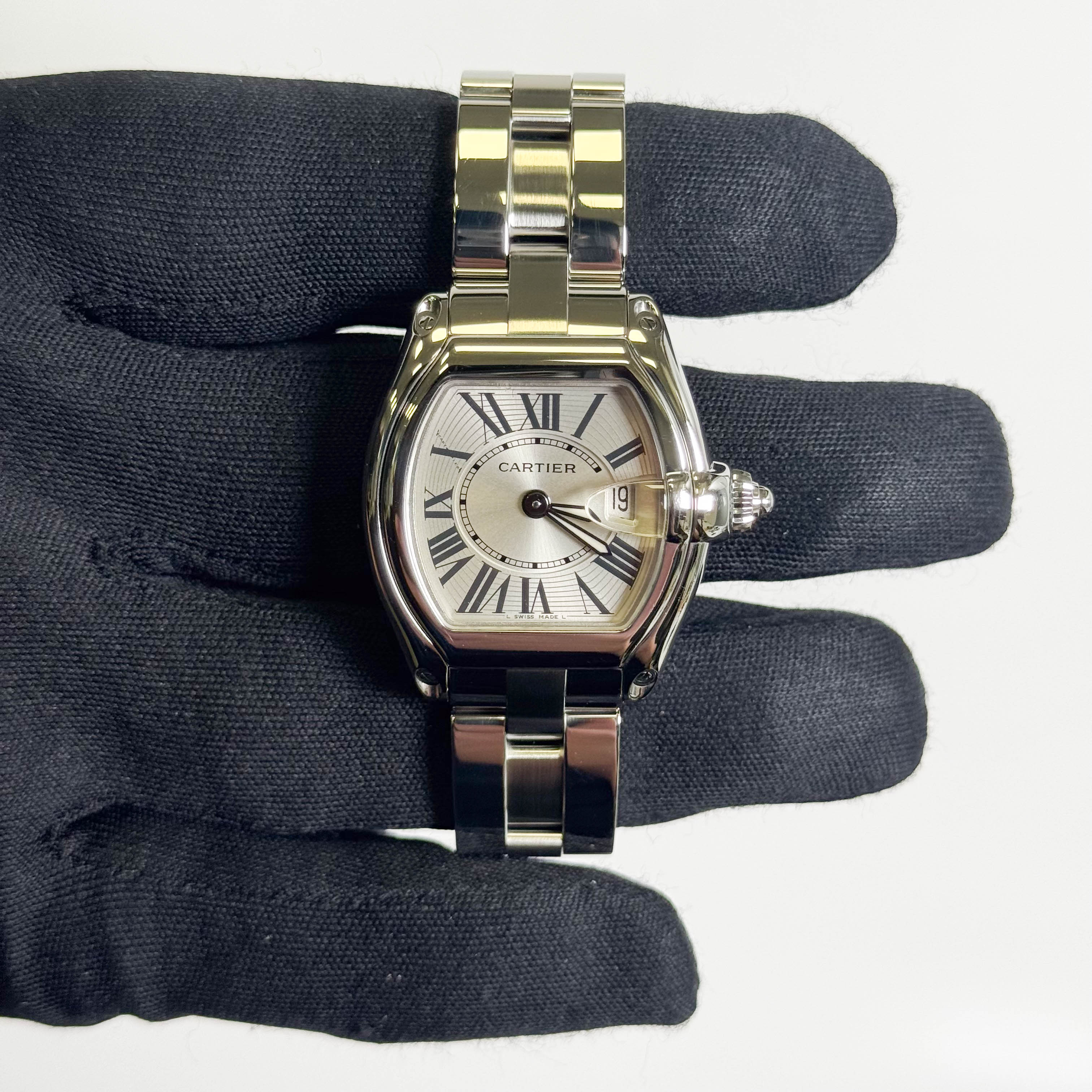 Cartier Roadster Stainless Steel 31mm Silver Dial Watch Ref# W62016V3 - Happy Jewelers Fine Jewelry Lifetime Warranty