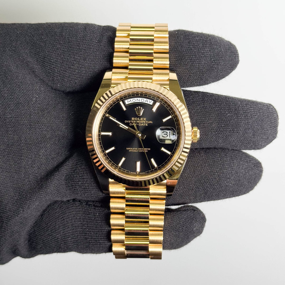 Rolex Day-Date 40mm Black Dial Watch Ref# 228238