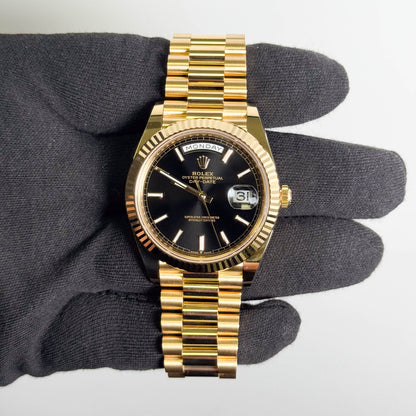 Rolex Day-Date 40mm Black Dial Watch Ref# 228238