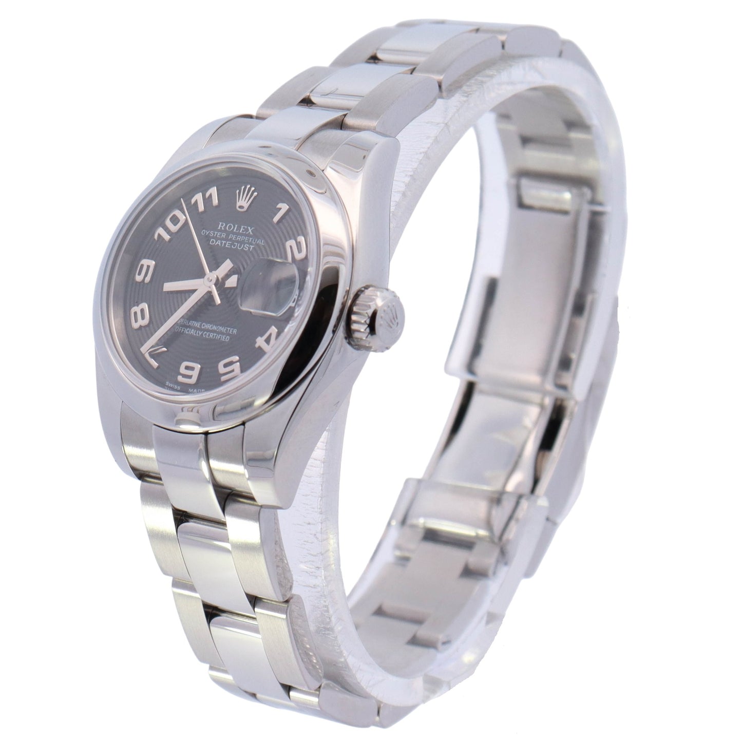 Rolex Datjust Stainless Steel 26mm Black Arabic Dial Watch Reference# 179160 - Happy Jewelers Fine Jewelry Lifetime Warranty