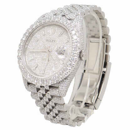 Rolex Mens Datejust Iced Out Stainless Steel 41mm Custom Pave Diamond Dial Watch Reference# 126300 - Happy Jewelers Fine Jewelry Lifetime Warranty