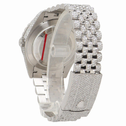 Rolex Mens Datejust Iced Out Stainless Steel 41mm Custom Pave Diamond Dial Watch Reference# 126300 - Happy Jewelers Fine Jewelry Lifetime Warranty