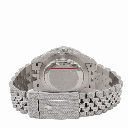 Rolex Mens Datejust Iced Out Stainless Steel 41mm Custom Pave Diamond Dial Watch Reference# 126300 - Happy Jewelers Fine Jewelry Lifetime Warranty