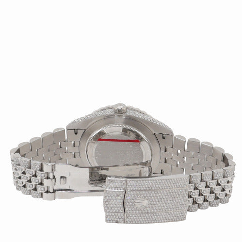 Rolex Mens Datejust Iced Out Stainless Steel 41mm Custom Pave Diamond Dial Watch Reference# 126300 - Happy Jewelers Fine Jewelry Lifetime Warranty