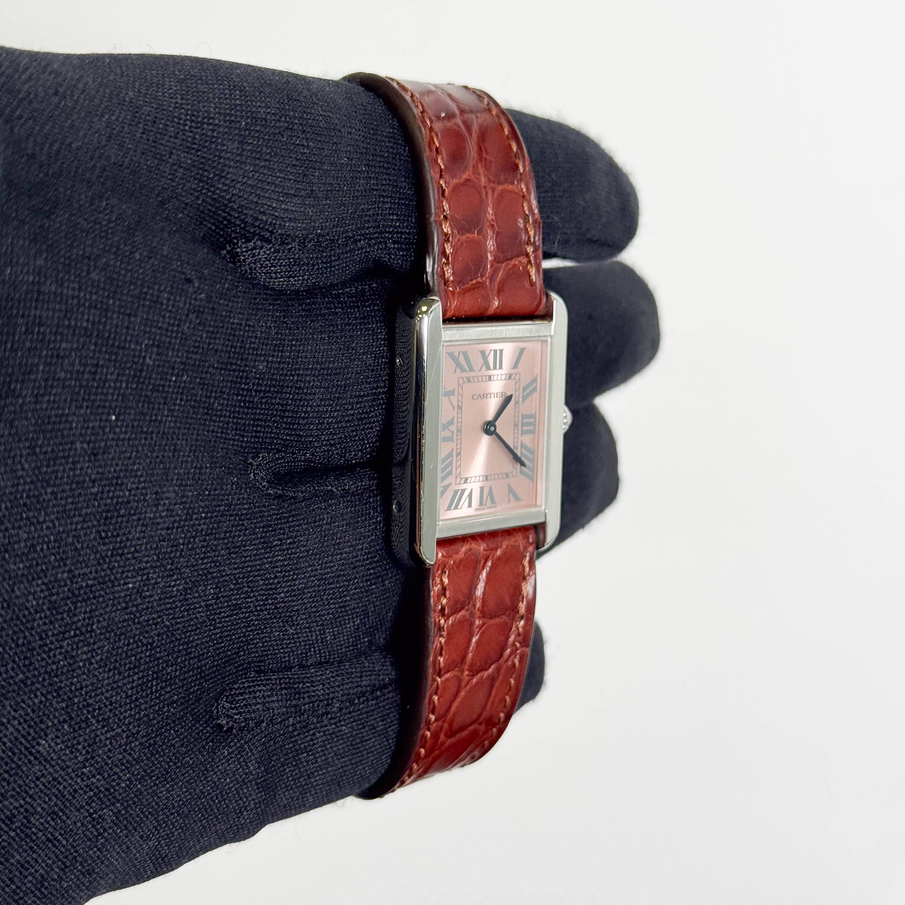 Cartier Tank 31mm Pink Dial Watch Ref# W5200000 - Happy Jewelers Fine Jewelry Lifetime Warranty