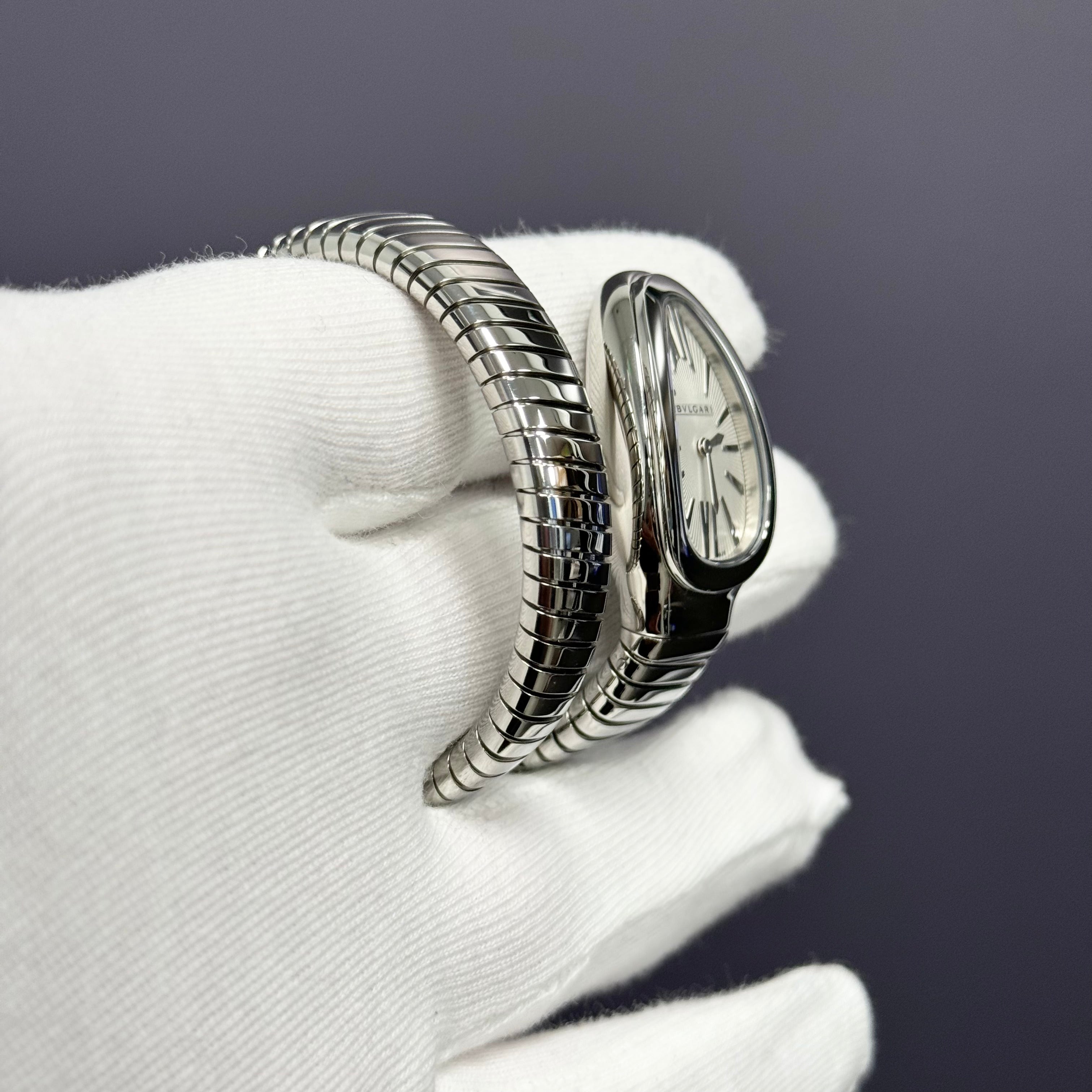 Bvlgari Serpenti Tubagos 35mm White Dial Watch Ref# 101817 - Happy Jewelers Fine Jewelry Lifetime Warranty