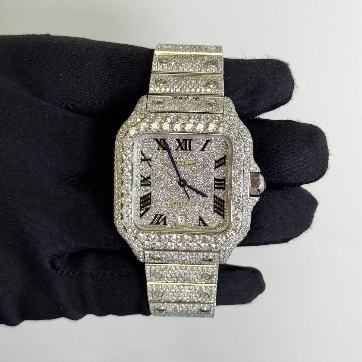 Cartier Santos Iced Out 40mm Iced Out Dial Watch Ref# WSSA0018 - Happy Jewelers Fine Jewelry Lifetime Warranty