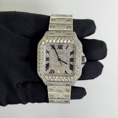 Cartier Santos Iced Out 40mm Iced Out Dial Watch Ref# WSSA0018 - Happy Jewelers Fine Jewelry Lifetime Warranty