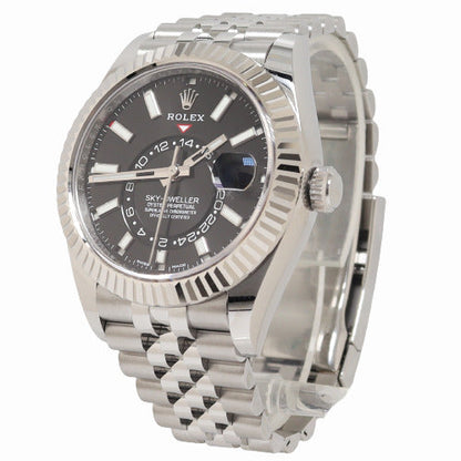 Rolex Mens SkyDweller Stainless Steel 42mm Black Stick Dial Watch Reference# 326934 - Happy Jewelers Fine Jewelry Lifetime Warranty