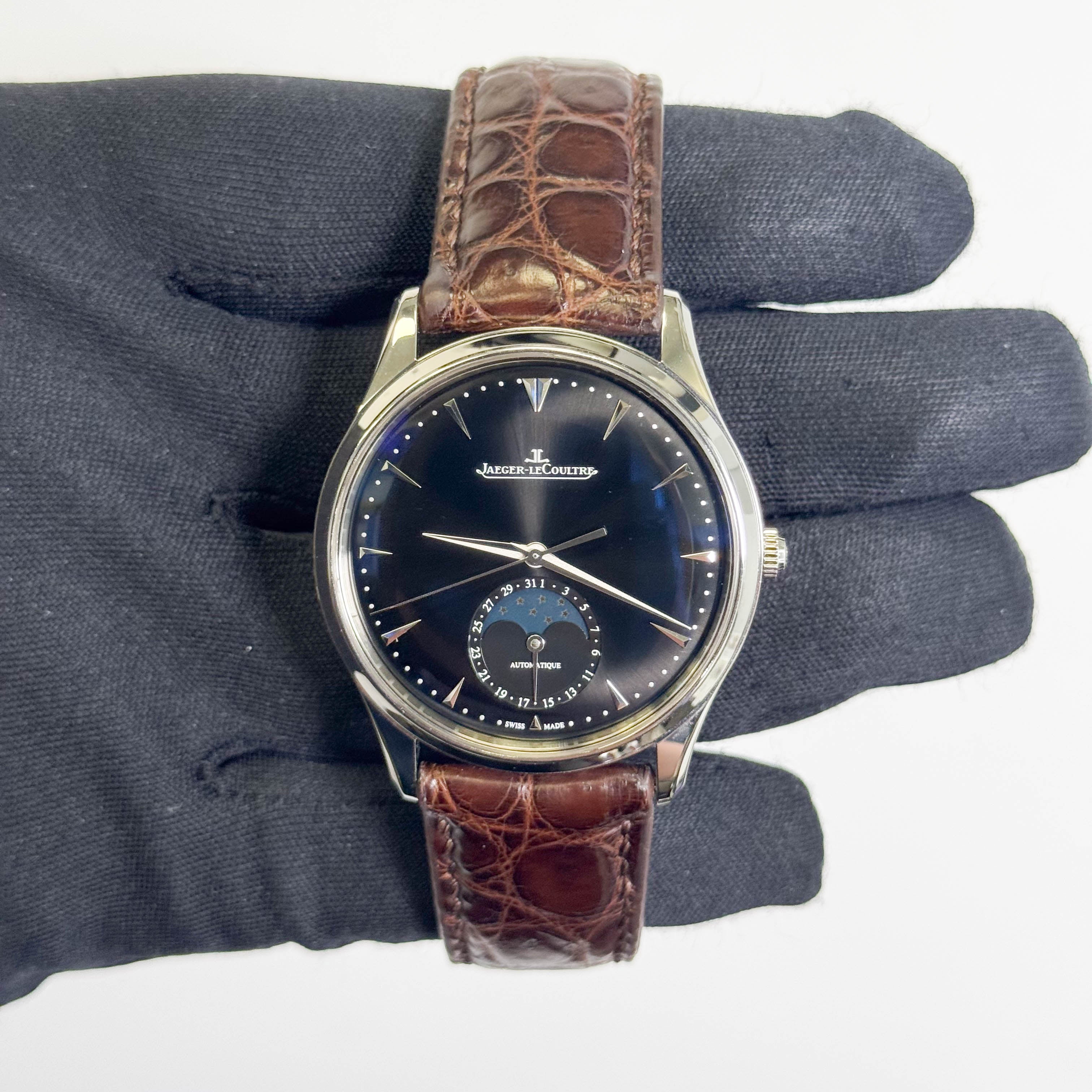 Jaeger-LeCoultre Ultra Thin Moon 30mm Black Dial Watch Ref# Q1368470 - Happy Jewelers Fine Jewelry Lifetime Warranty