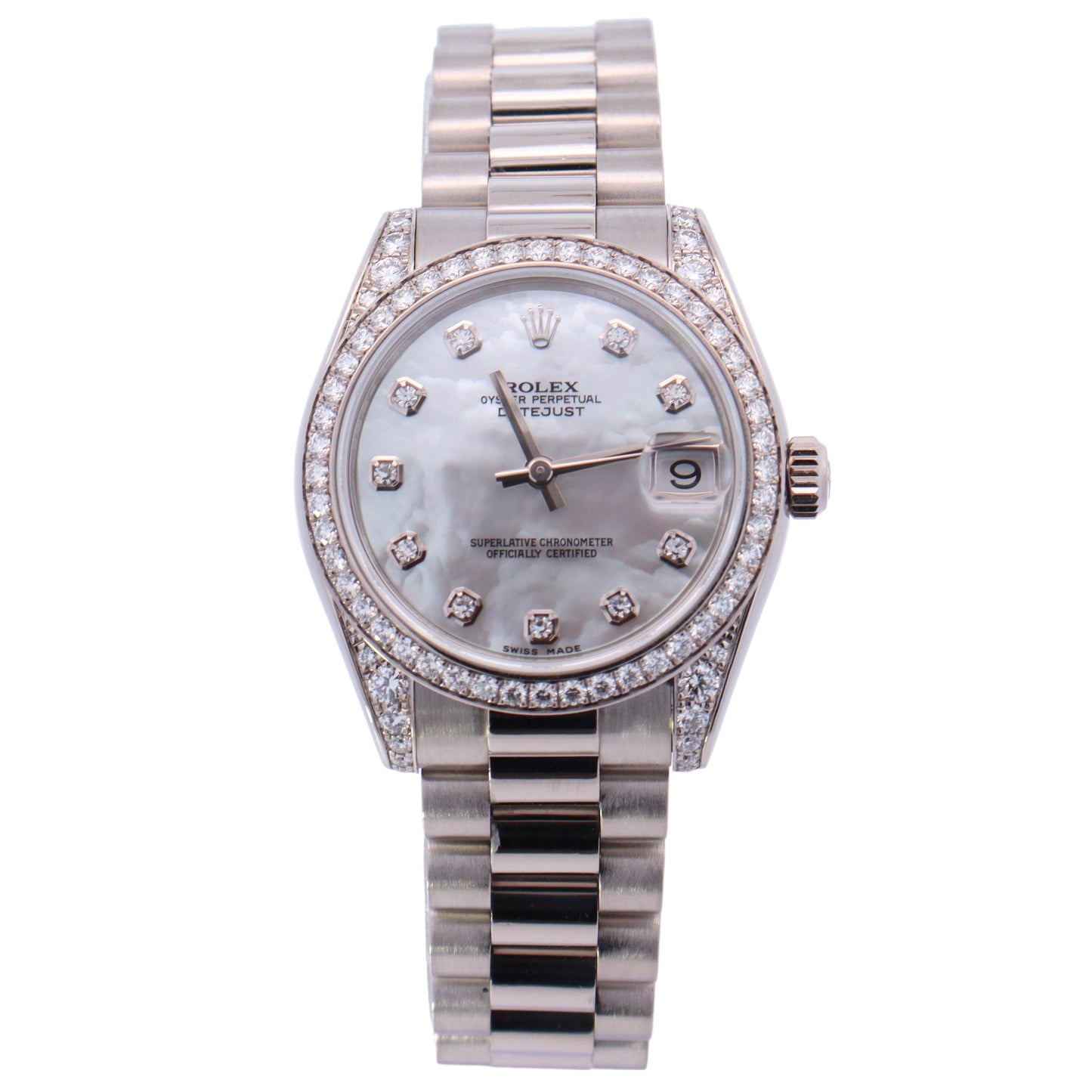 Rolex Datejust White Gold 31mm Factory White MOP Diamond Dot Dial Watch Reference# 178159 - Happy Jewelers Fine Jewelry Lifetime Warranty