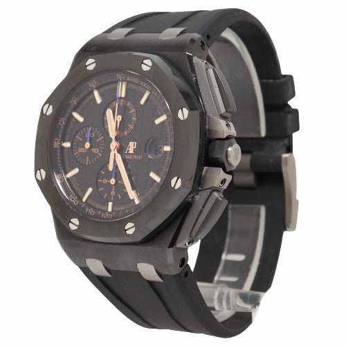 Audemar's Piguet Mens Royal Oak Offshore Black Ceramic 44mm Black Mega Tapisserie Dial Watch Reference# 26405CE.OO.A002CA.02 - Happy Jewelers Fine Jewelry Lifetime Warranty