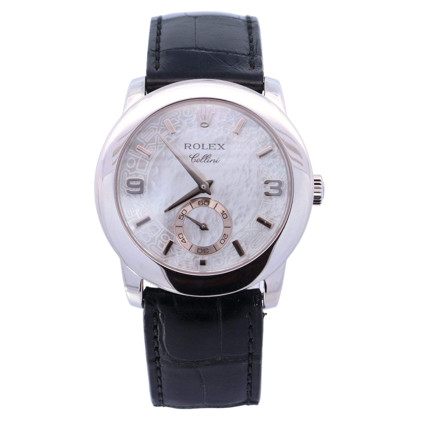 Rolex Cellini Platinum 35mm MOP Stick and Arabic Dial Watch Reference# 5240 - Happy Jewelers Fine Jewelry Lifetime Warranty