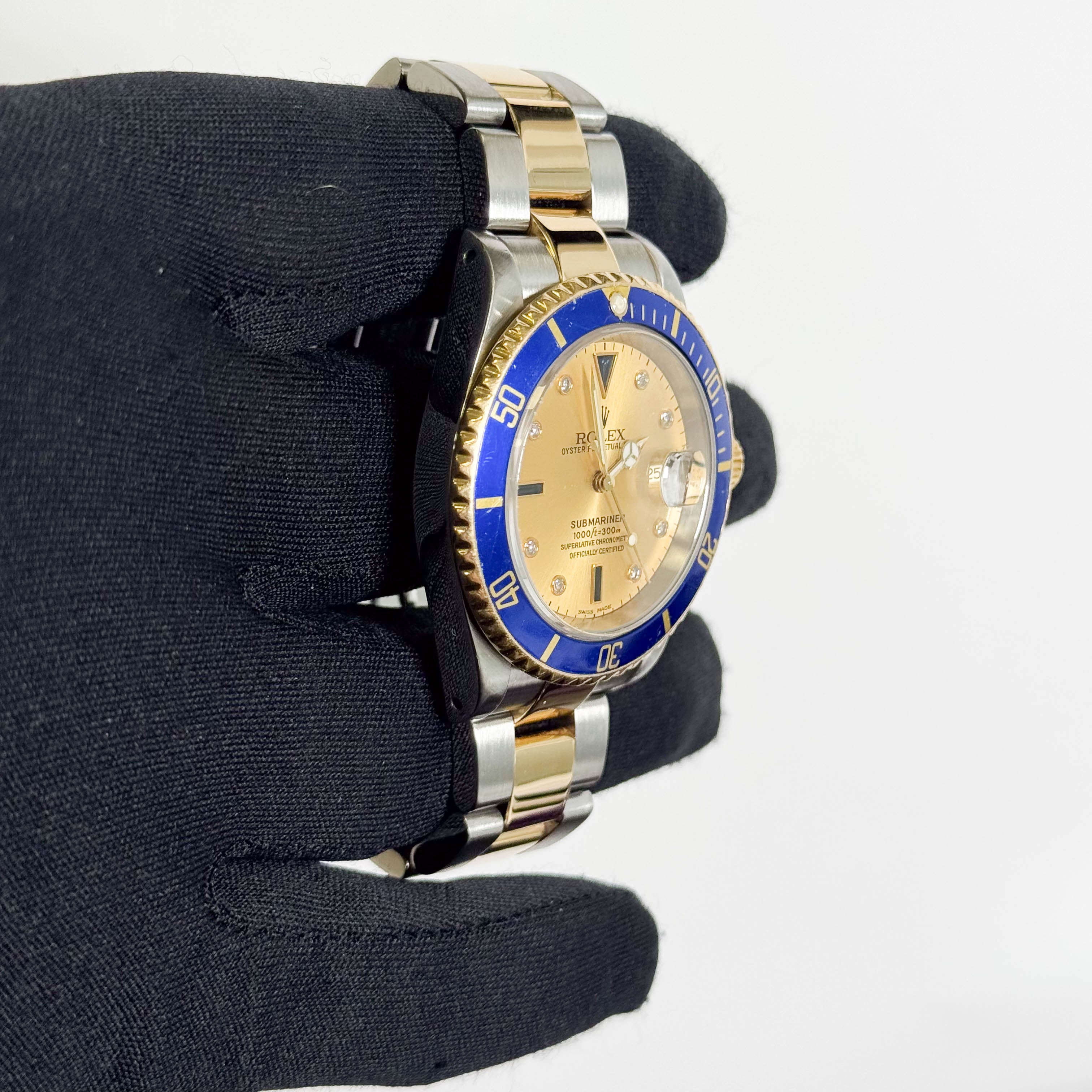 Rolex Submariner 40mm Chamapagne Serti Dial Watch Ref# 16613 - Happy Jewelers Fine Jewelry Lifetime Warranty