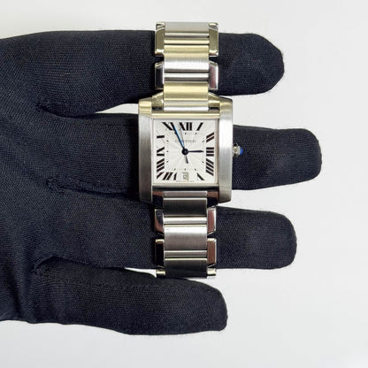 Cartier Tank Stainless Steel 25mm White/Ivory Dial Watch Ref# W51011Q3 - Happy Jewelers Fine Jewelry Lifetime Warranty