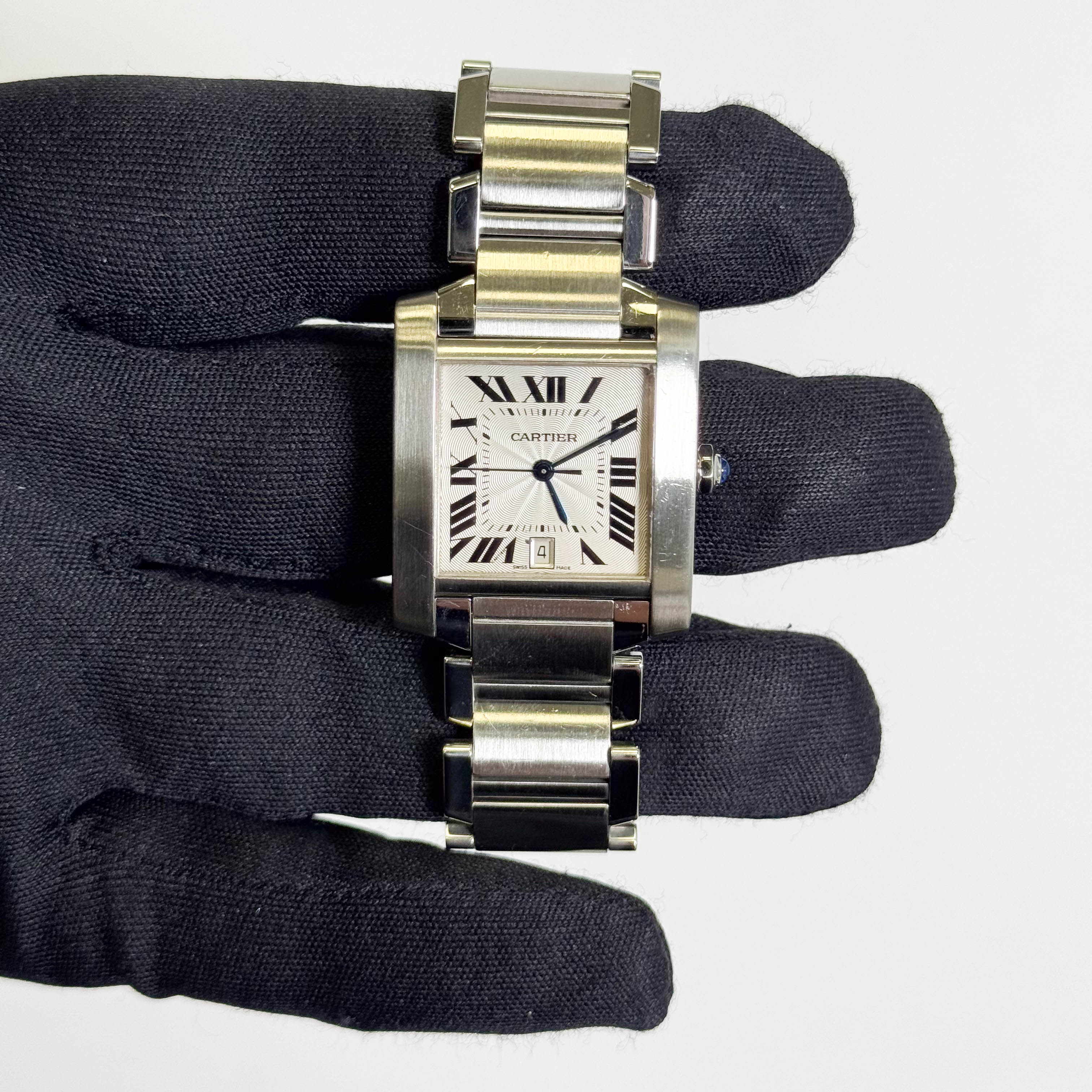 Cartier Tank Française Stainless Steel 28mm White Dial Watch Ref# W51002Q3 - Happy Jewelers Fine Jewelry Lifetime Warranty