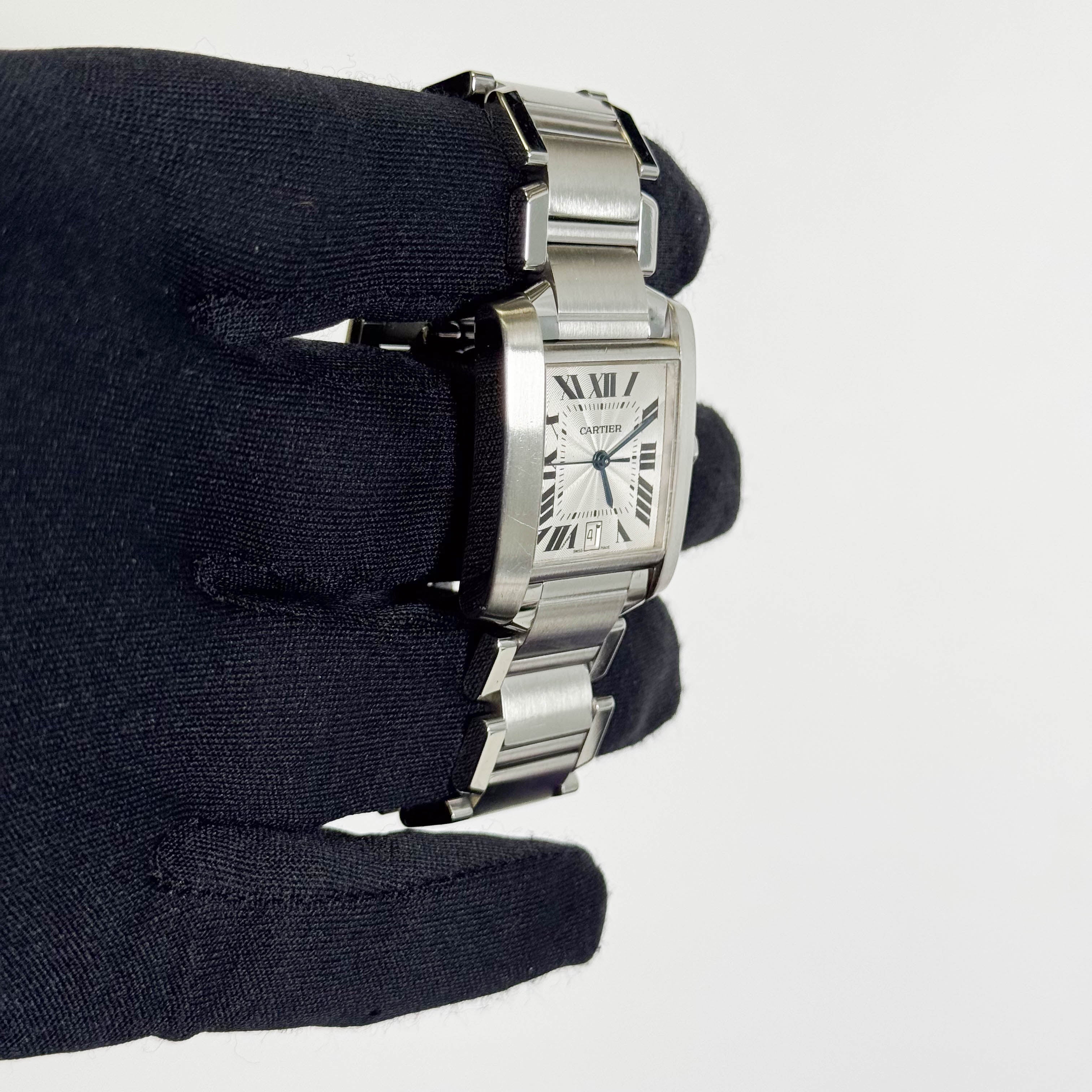 Cartier Tank Française Stainless Steel 28mm White Dial Watch Ref# W51002Q3 - Happy Jewelers Fine Jewelry Lifetime Warranty