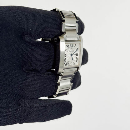 Cartier Tank Française Stainless Steel 28mm White Dial Watch Ref# W51002Q3 - Happy Jewelers Fine Jewelry Lifetime Warranty