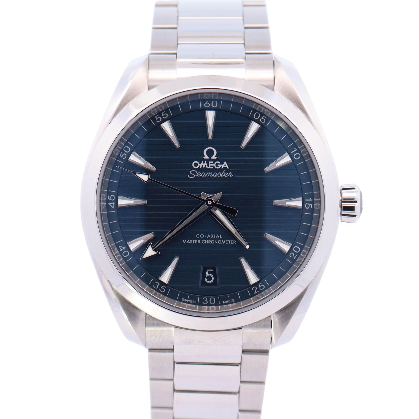 Omega Aqua Terra Stainless Steel 41mm Blue Stick Dial Watch. Reference# 220.10.41.21.03.004 - Happy Jewelers Fine Jewelry Lifetime Warranty