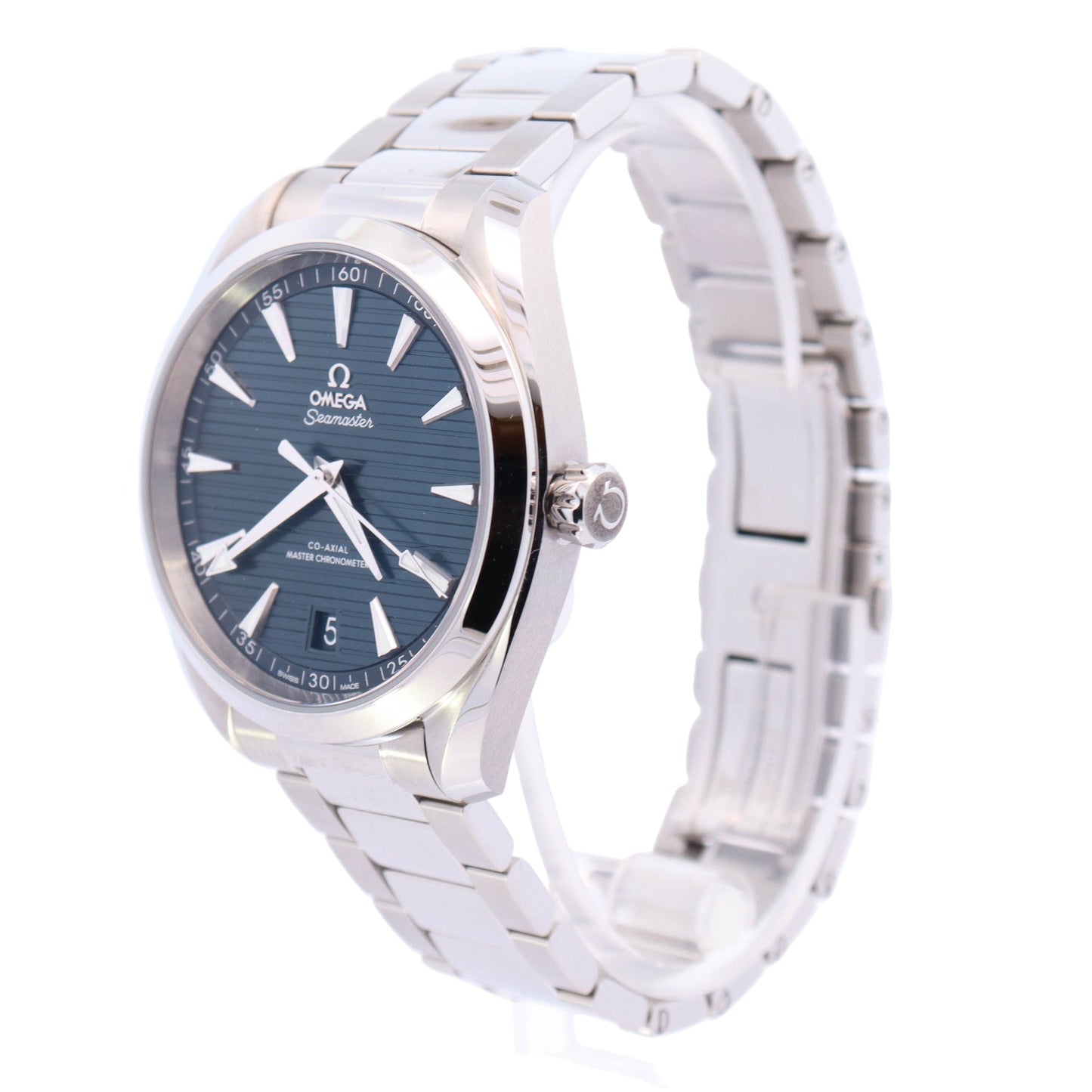 Omega Aqua Terra Stainless Steel 41mm Blue Stick Dial Watch. Reference# 220.10.41.21.03.004 - Happy Jewelers Fine Jewelry Lifetime Warranty