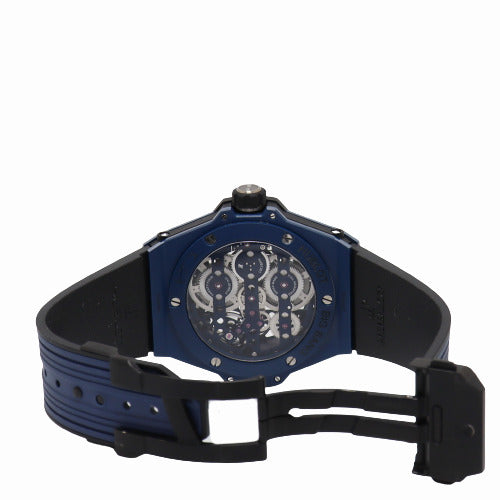 Hublot Mens Big Bang Meca 10 Blue Caeramic 45mm Skeleton Dial Watch Reference# 414.EX.5123.RX - Happy Jewelers Fine Jewelry Lifetime Warranty