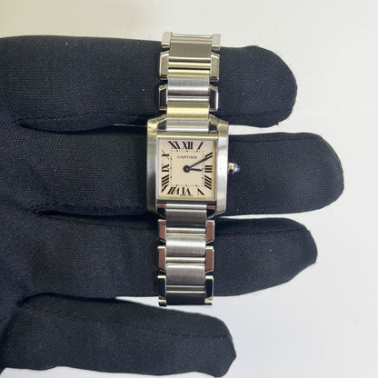 Cartier Tank Stainless Steel 20mm Ivory Dial Watch Ref# W51008Q3 - Happy Jewelers Fine Jewelry Lifetime Warranty