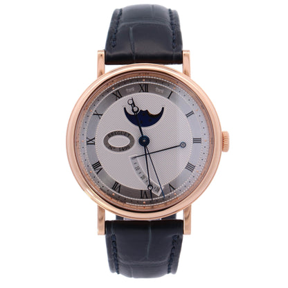 Breguet Classique Moonphase 7787 Yellow Gold 39mm Silver Roman Dial Watch Reference# 7787 - Happy Jewelers Fine Jewelry Lifetime Warranty