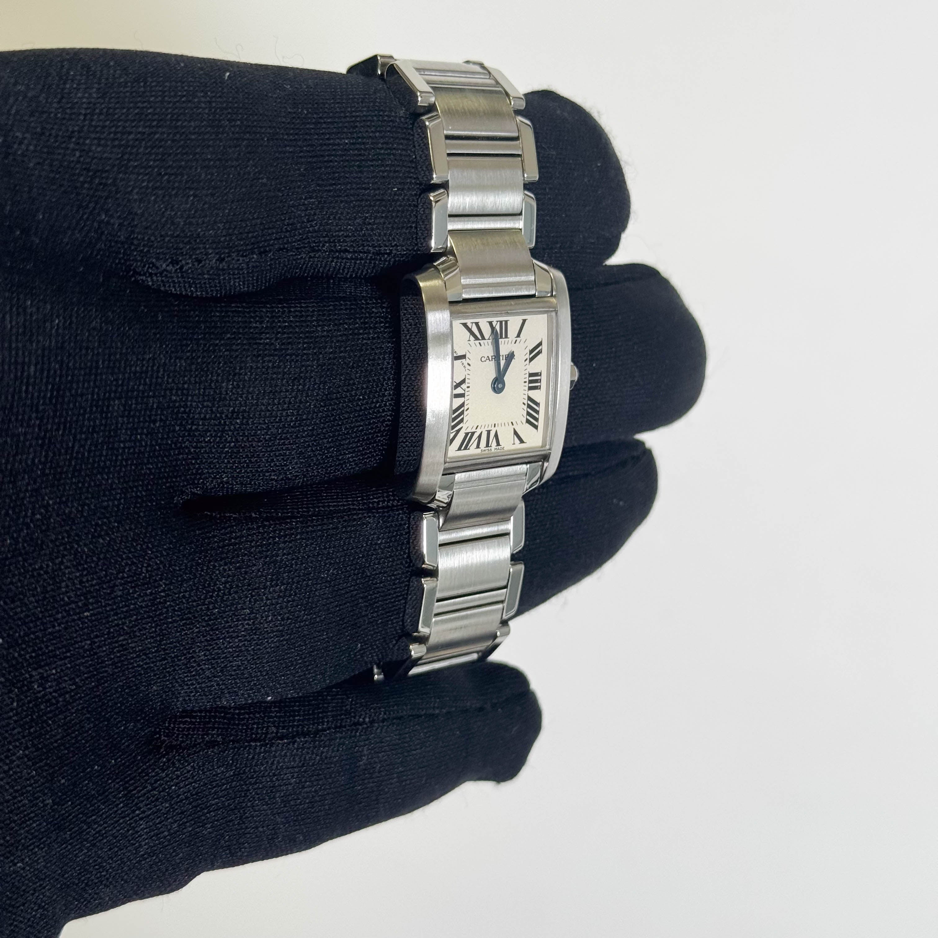 Cartier Tank Stainless Steel 20mm Ivory Dial Watch Ref# W51008Q3