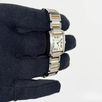 Cartier Tank Two-Tone Yellow Gold & Steel 25x20mm White Dial Watch Ref# W51007Q4 - Happy Jewelers Fine Jewelry Lifetime Warranty