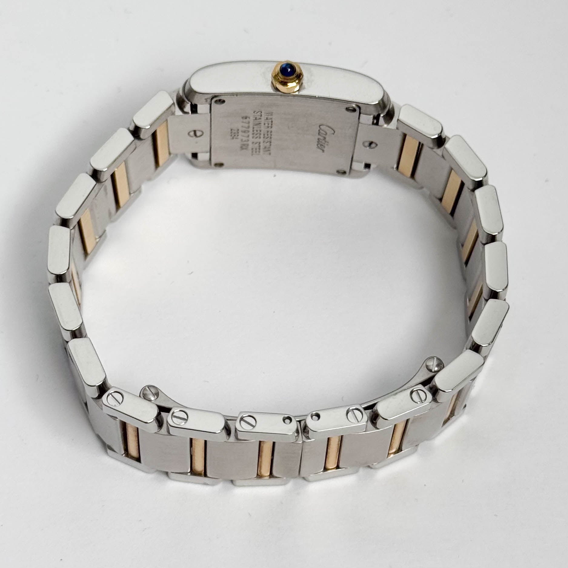 Cartier Tank Two-Tone Yellow Gold & Steel 25x20mm White Dial Watch Ref# W51007Q4 - Happy Jewelers Fine Jewelry Lifetime Warranty