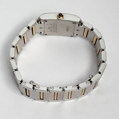 Cartier Tank Two-Tone Yellow Gold & Steel 25x20mm White Dial Watch Ref# W51007Q4 - Happy Jewelers Fine Jewelry Lifetime Warranty
