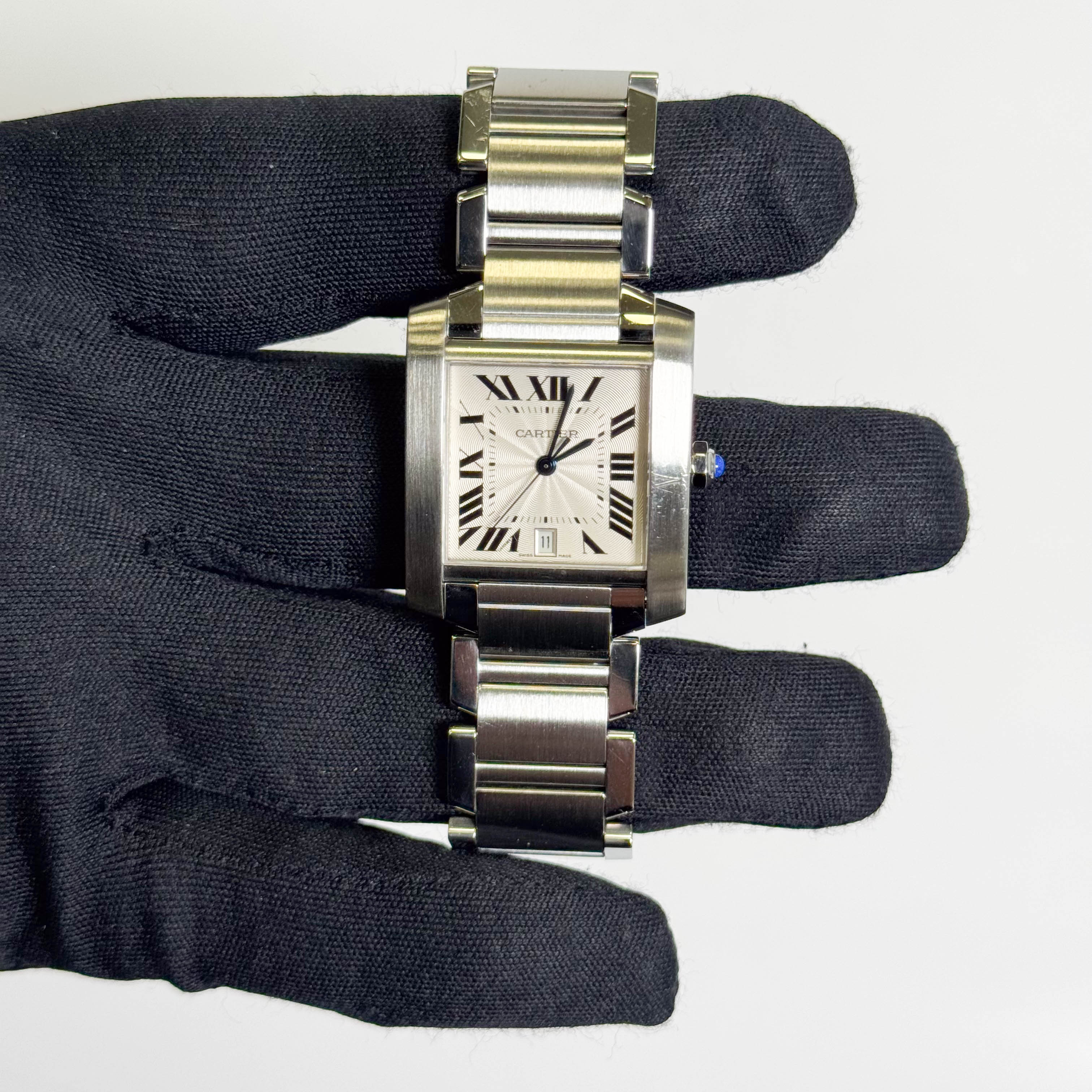 Cartier Tank Française Stainless Steel 28mm White Dial Watch Ref# W51002Q3 - Happy Jewelers Fine Jewelry Lifetime Warranty