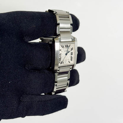 Cartier Tank Française Stainless Steel 28mm White Dial Watch Ref# W51002Q3 - Happy Jewelers Fine Jewelry Lifetime Warranty