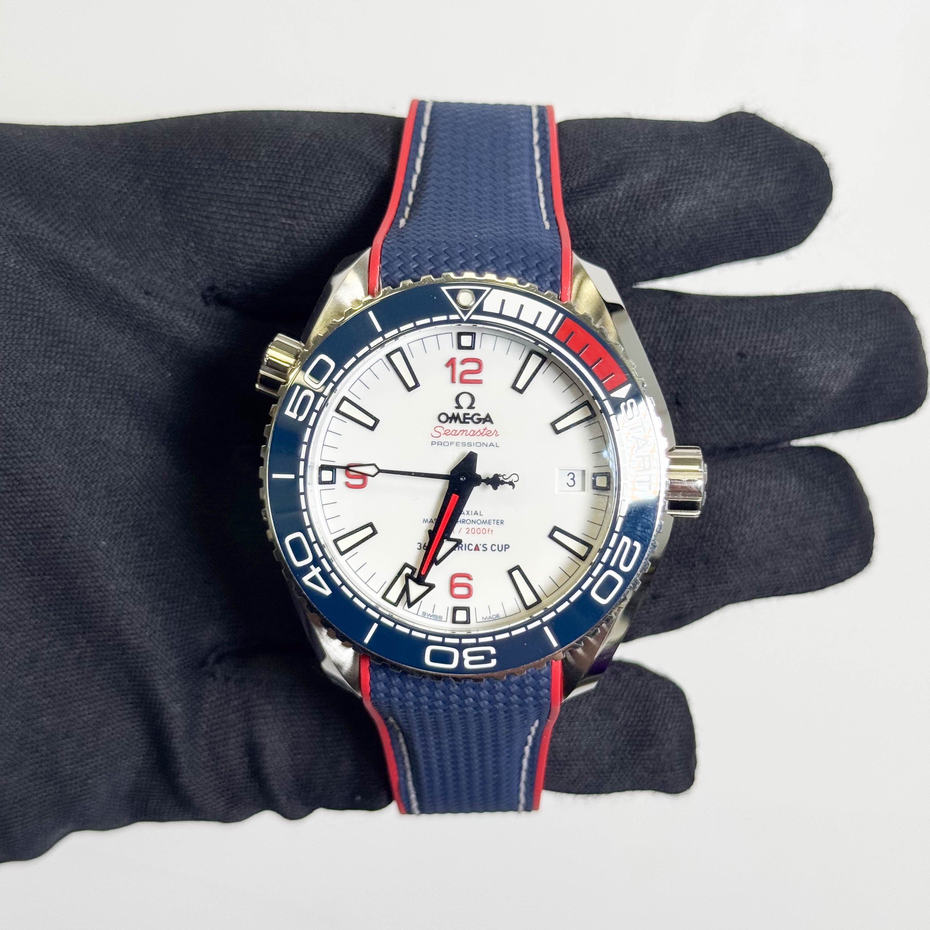 Omega Seamster Planet Ocean 43.5mm White Dial Watch Ref# 215.32.43.21.04.001 - Happy Jewelers Fine Jewelry Lifetime Warranty