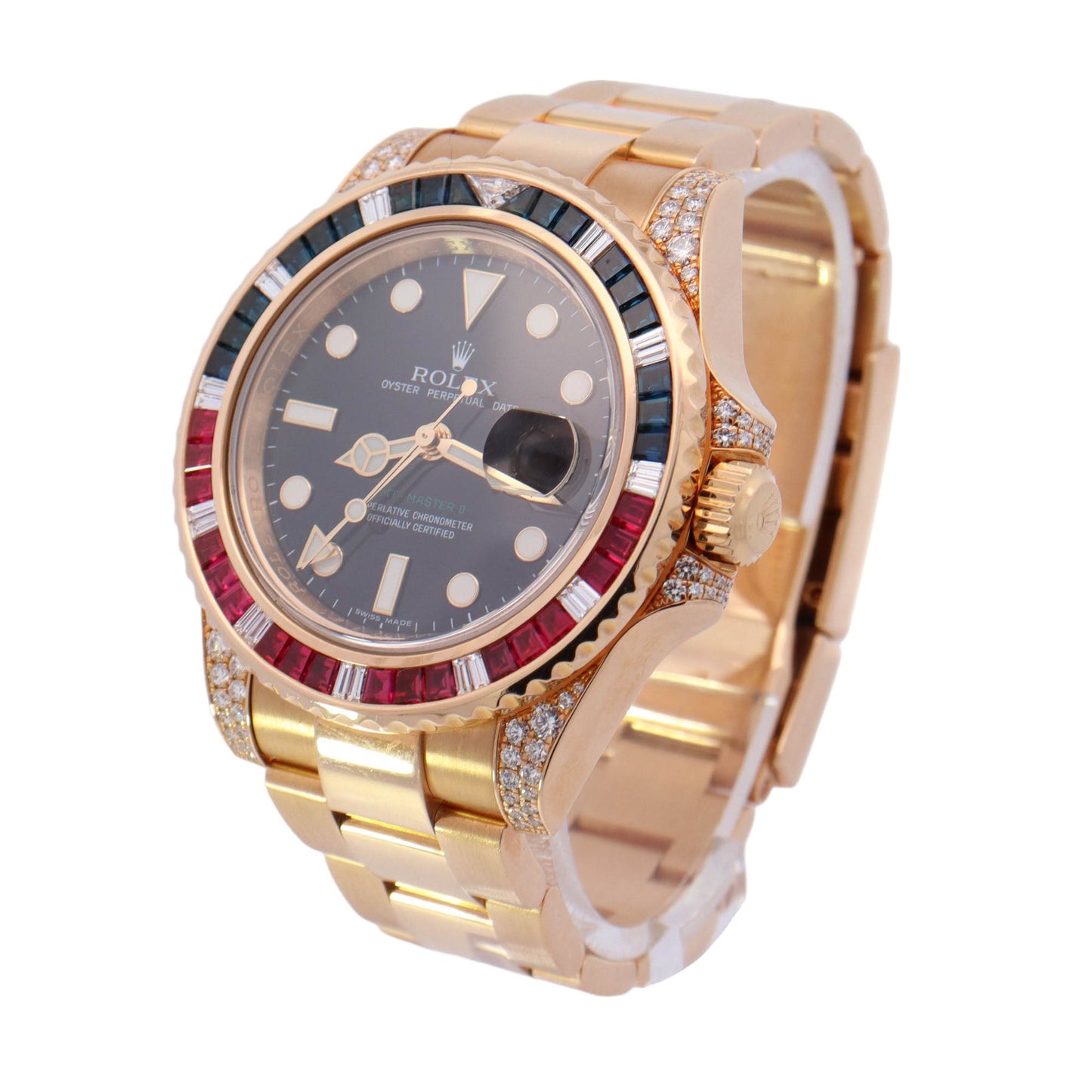 Rolex GMT Master II Yellow Gold 40mm Black Dot Dial Watch Reference #: 116758SARU - Happy Jewelers Fine Jewelry Lifetime Warranty