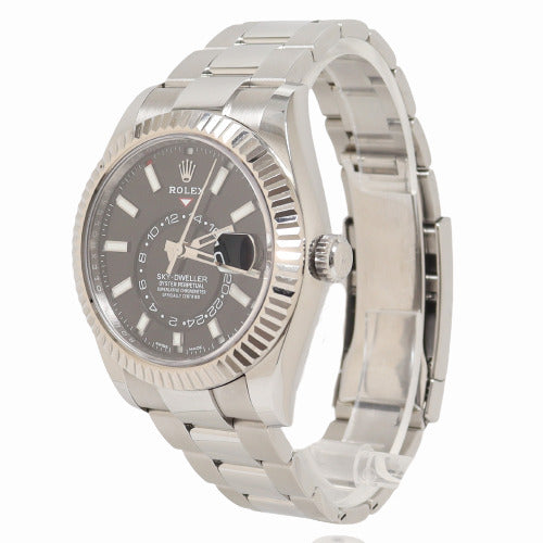 Rolex Men's Skydweller Stainless Steel 42mm Black Stick Dial Watch Reference# 326934 - Happy Jewelers Fine Jewelry Lifetime Warranty