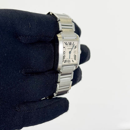 Cartier Tank Stainless Steel 25mm White/Ivory Dial Watch Ref# W51011Q3 - Happy Jewelers Fine Jewelry Lifetime Warranty