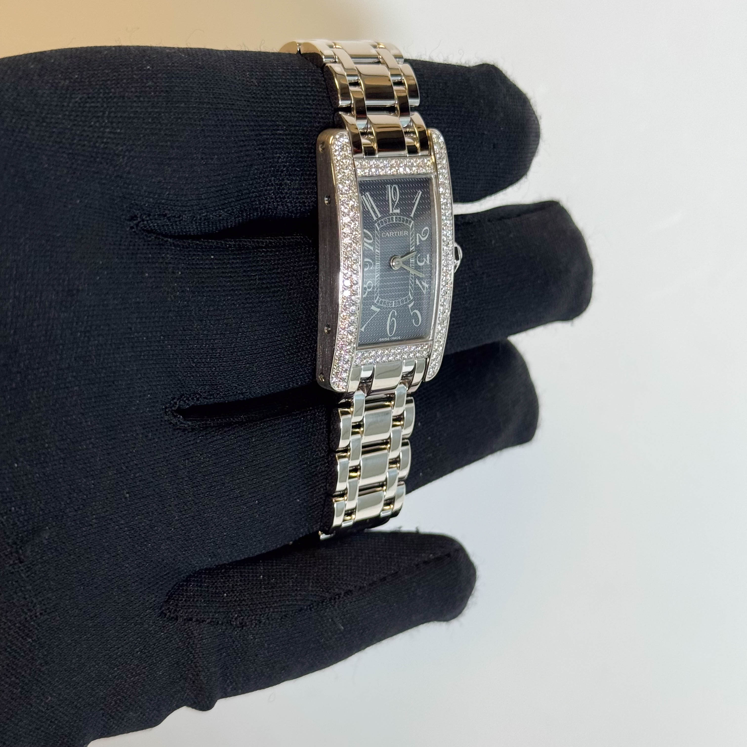 Cartier Tank Americaine 28mm Grey Dial Watch Ref# WB7051L1