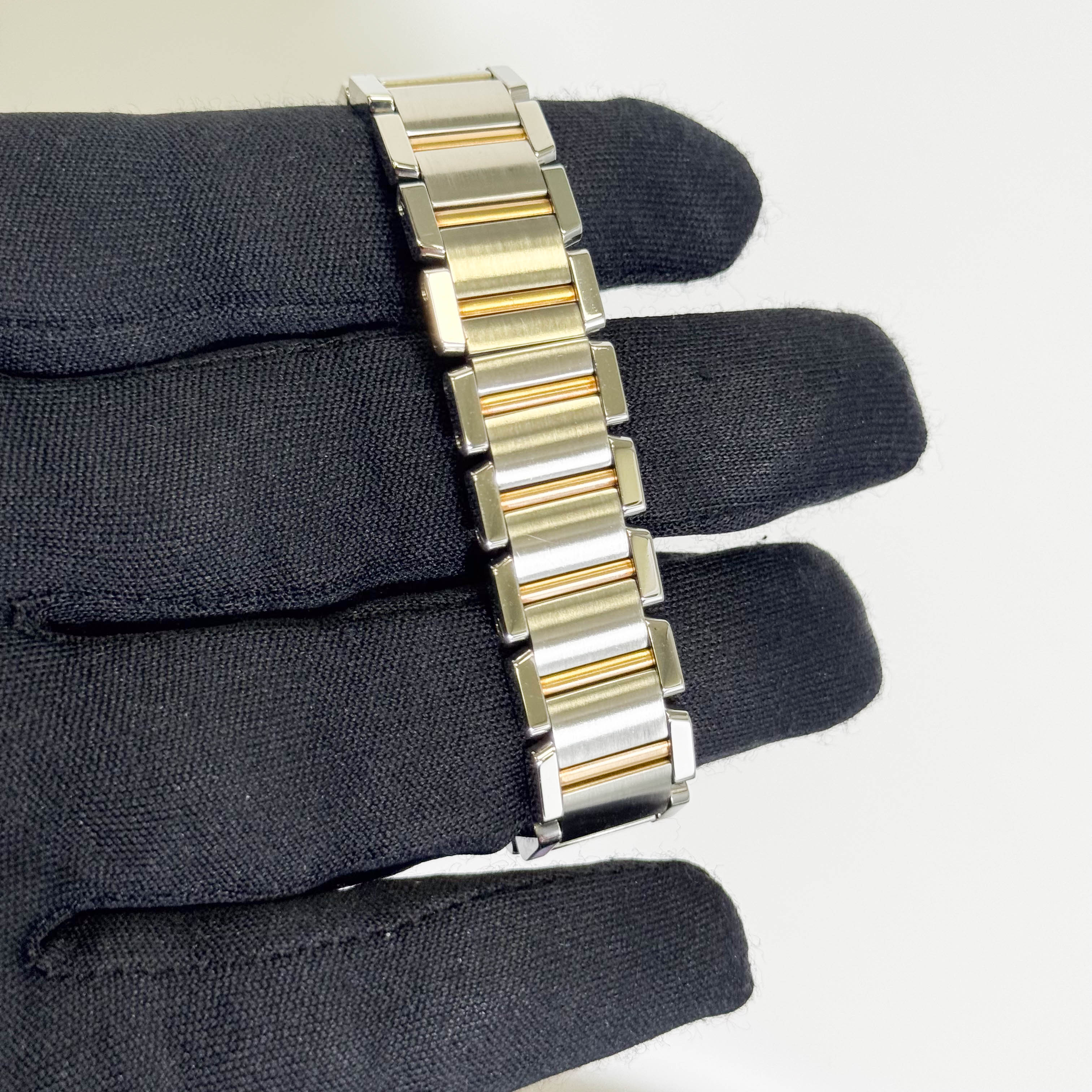 Cartier Tank Two-Tone Yellow Gold & Steel 25x20mm White Dial Watch Ref# W51007Q4 - Happy Jewelers Fine Jewelry Lifetime Warranty