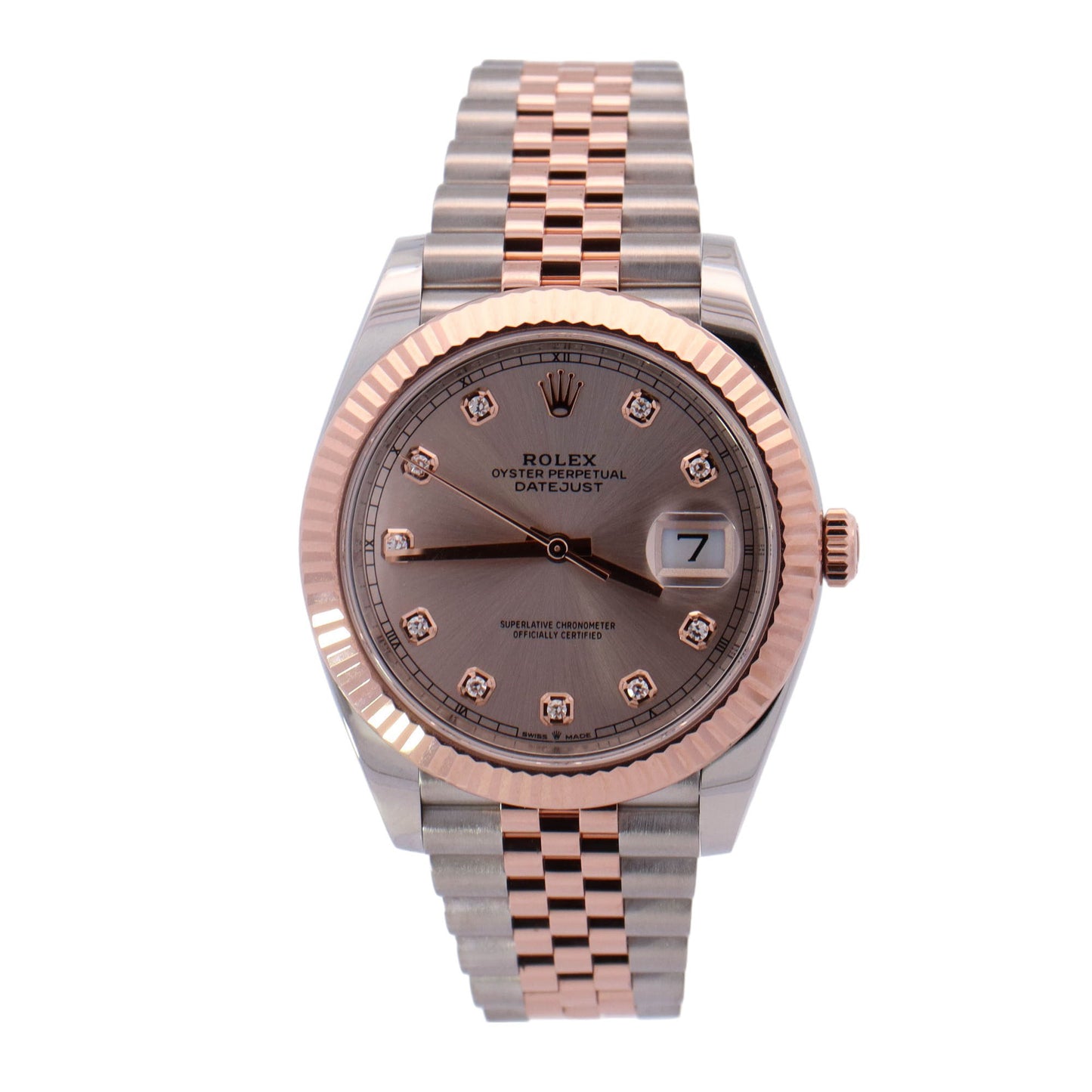 Rolex Datejust Rose Gold and Stainless Steel 41mm Sundust Diamond Dial Watch Reference# 126331 - Happy Jewelers Fine Jewelry Lifetime Warranty