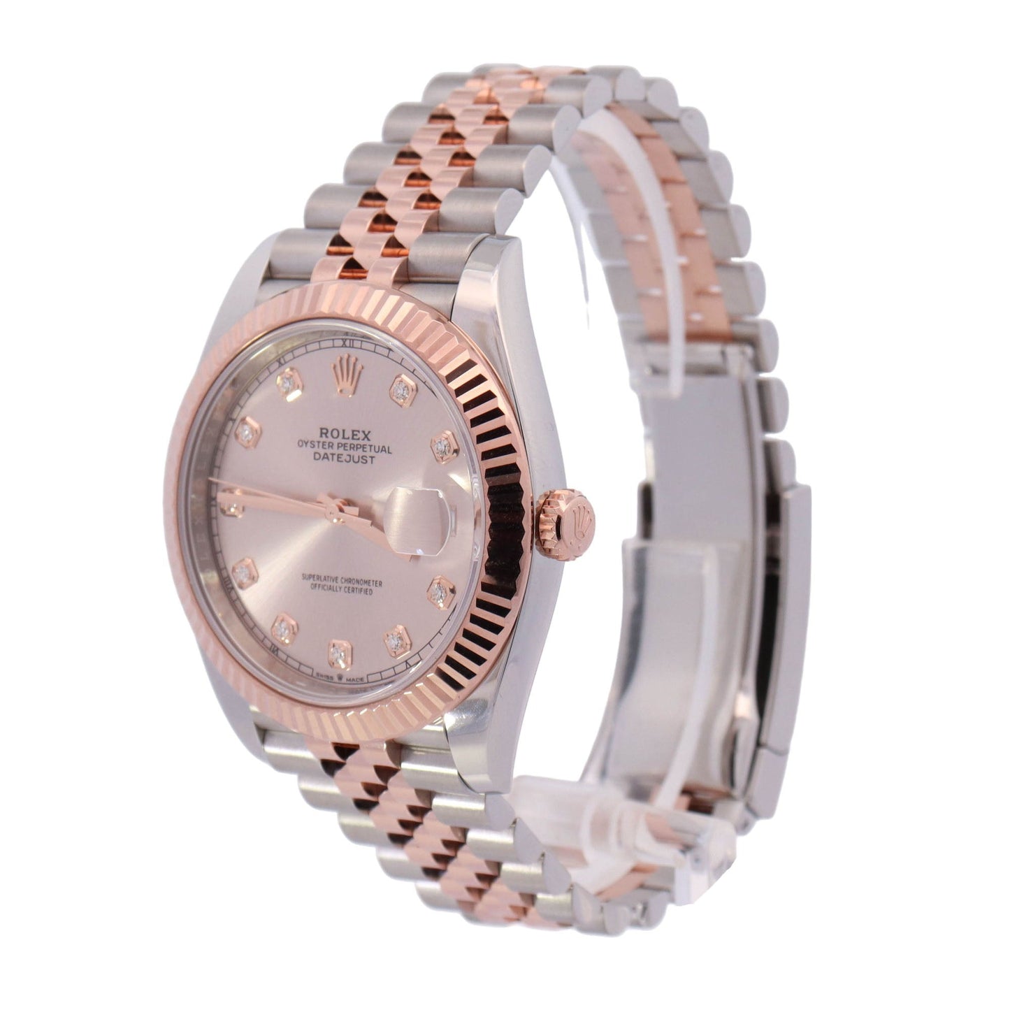 Rolex Datejust Rose Gold and Stainless Steel 41mm Sundust Diamond Dial Watch Reference# 126331 - Happy Jewelers Fine Jewelry Lifetime Warranty