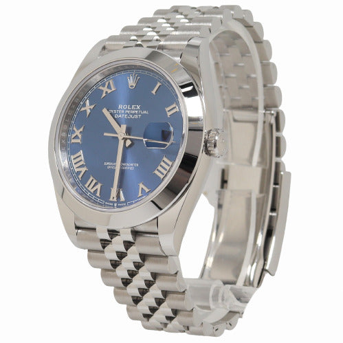 Rolex Men's Datejust Stainless Steel 41mm Blue Roman Dial Watch Reference# 126300 - Happy Jewelers Fine Jewelry Lifetime Warranty