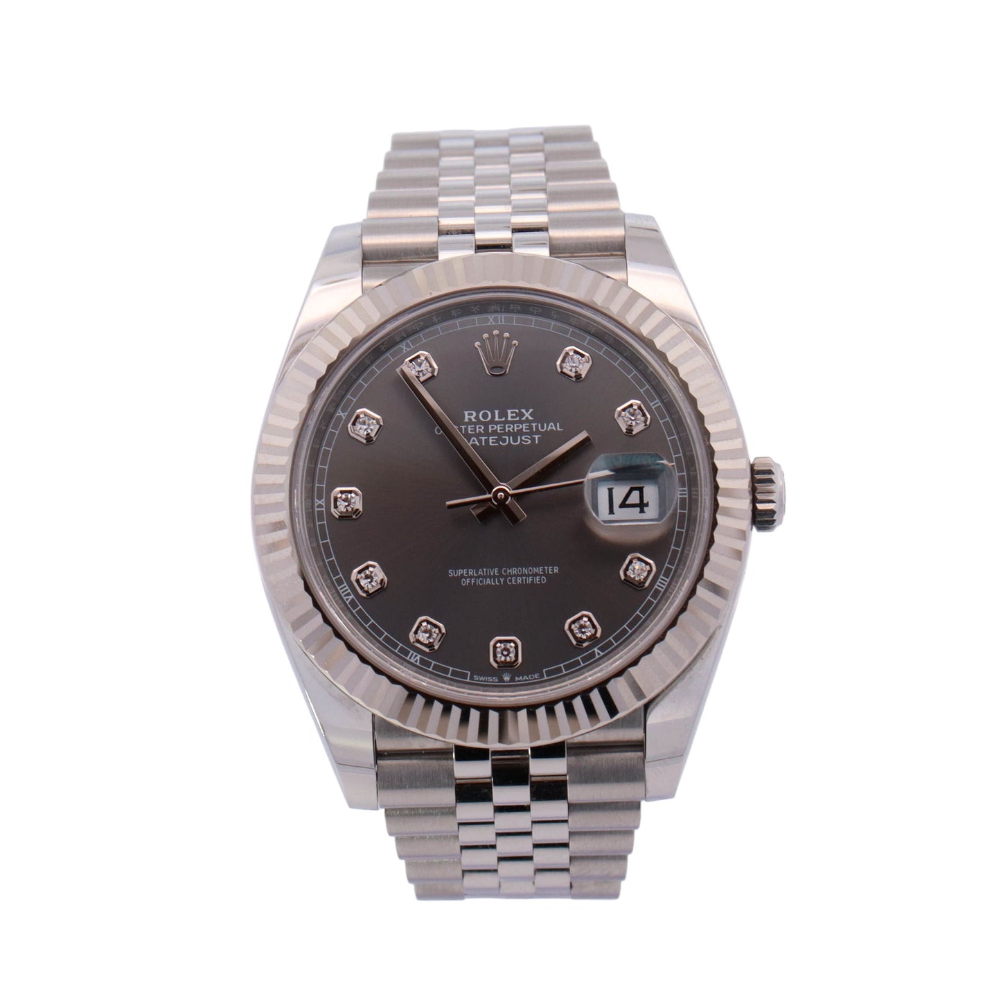 Rolex Datejust Stainless Steel 41mm Rhodium Diamond Dial Watch Reference# 126334 - Happy Jewelers Fine Jewelry Lifetime Warranty