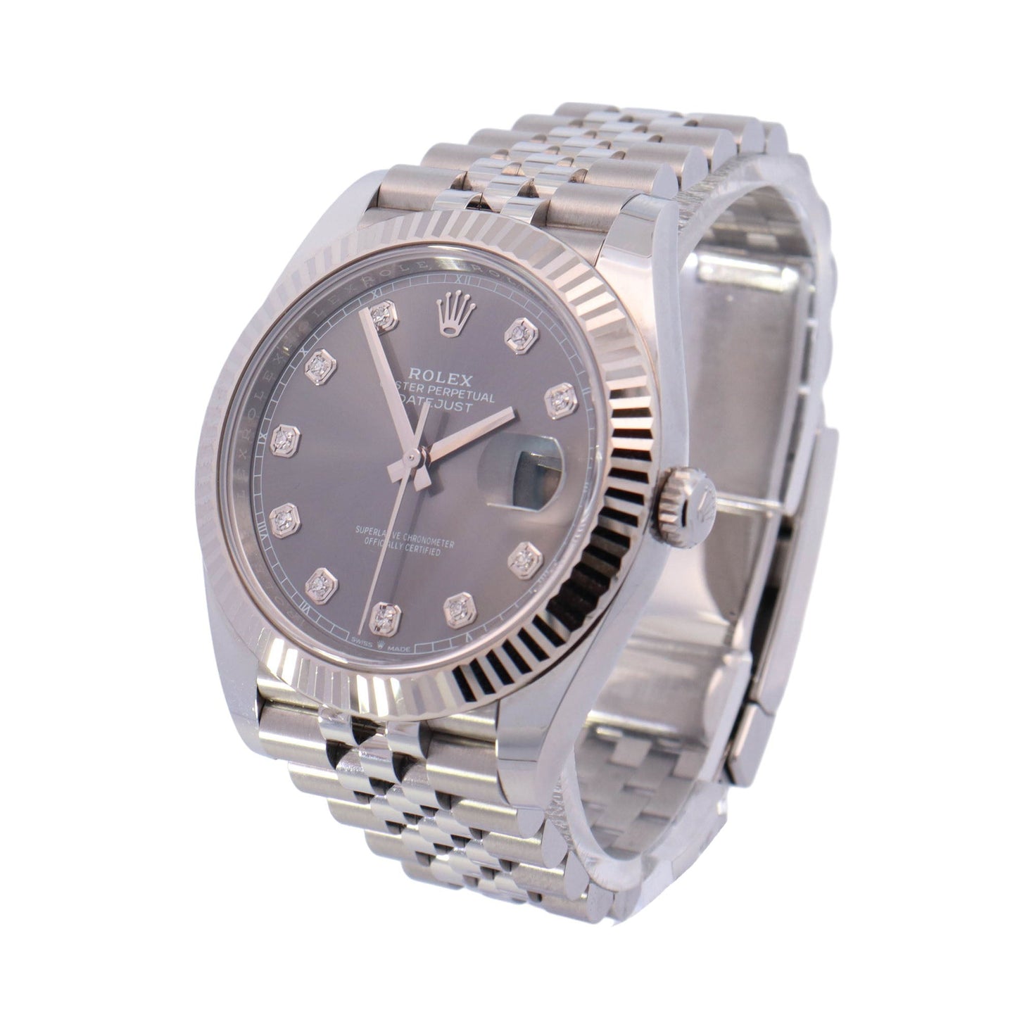 Rolex Datejust Stainless Steel 41mm Rhodium Diamond Dial Watch Reference# 126334 - Happy Jewelers Fine Jewelry Lifetime Warranty