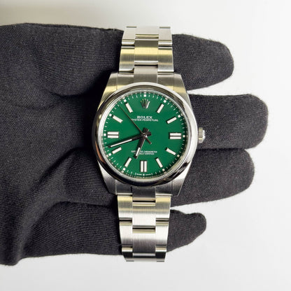Rolex Oyster Perpetual 41mm Green Dial Watch Ref# 124300