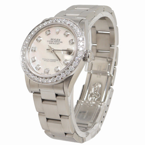 Rolex Ladies Datejust Stainless Steel 31mm Custom White MOP Diamond Dial Watch Reference# 78240 - Happy Jewelers Fine Jewelry Lifetime Warranty