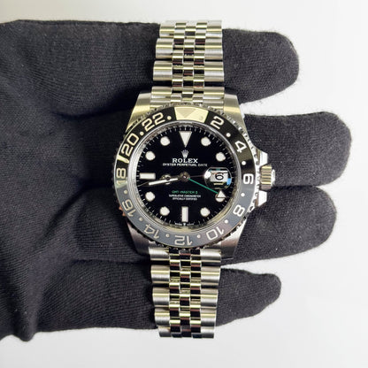 Rolex GMT-Master II 40mm Black Dial Watch Ref# 126710GRNR
