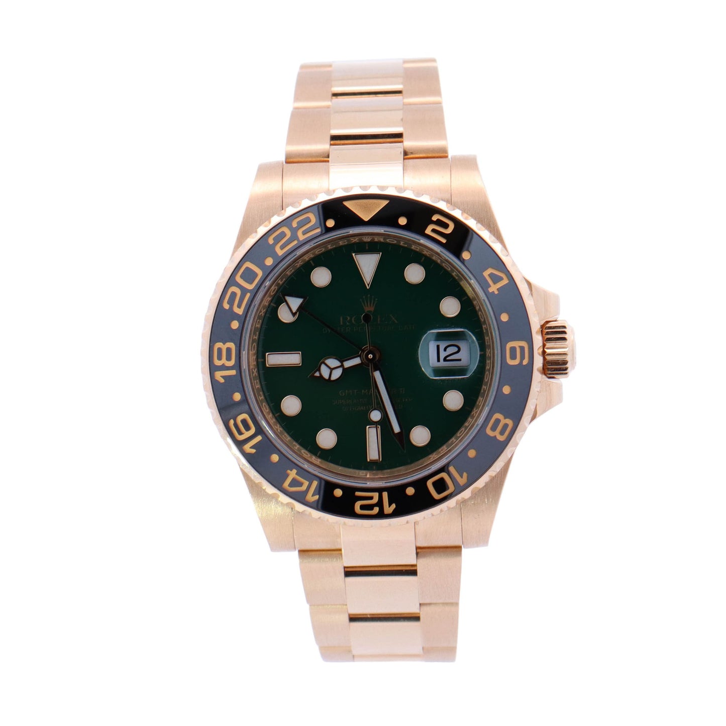 Rolex GMT Master II Yellow Gold 40mm Green Dot Dial Watch Reference# 116718 - Happy Jewelers Fine Jewelry Lifetime Warranty