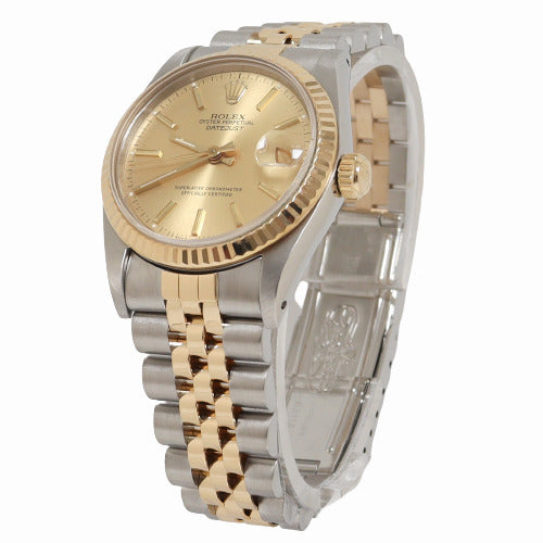 Rolex Datejust Yellow Gold & Stainless Steel Champagne Stick Dial Watch Reference# 68273 - Happy Jewelers Fine Jewelry Lifetime Warranty