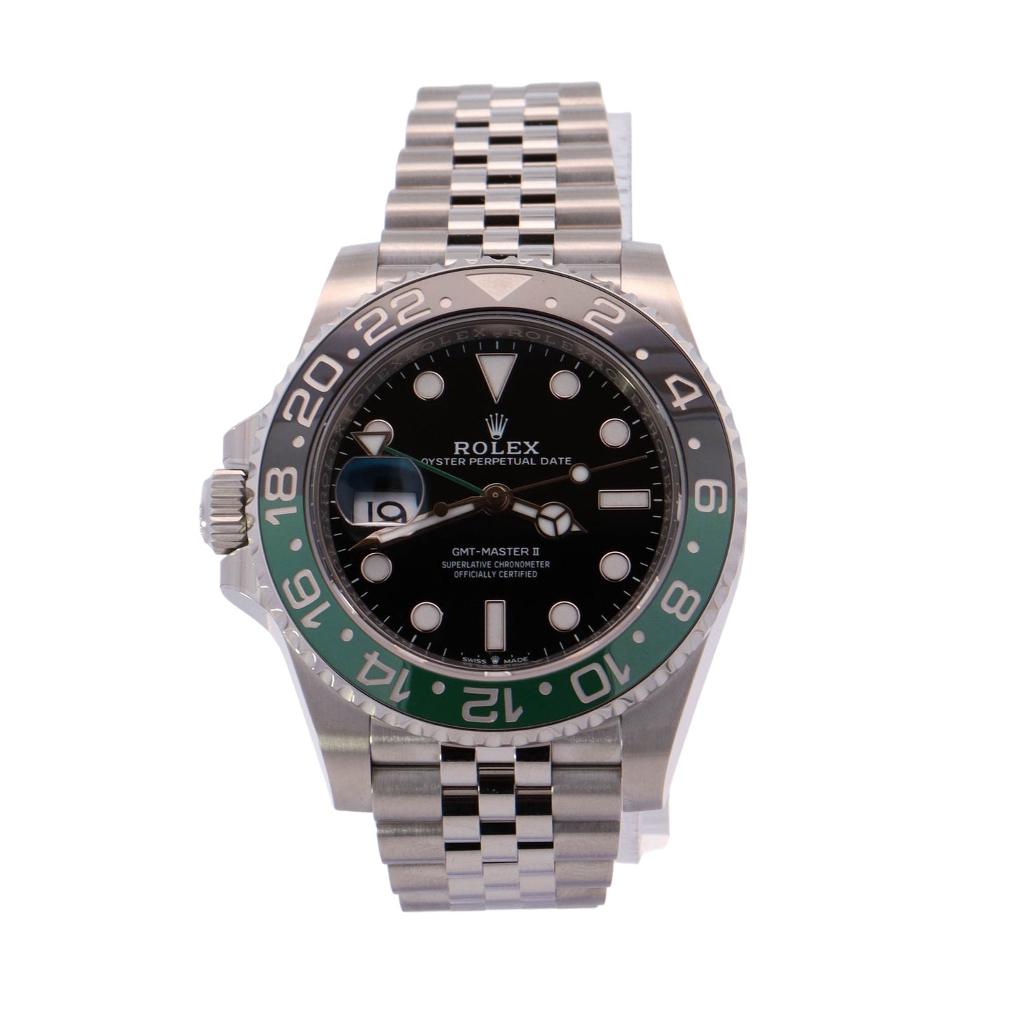 Rolex GMT Master II "Sprite" Stainless Steel Black Dot Dial Watch Reference #: 126720VTNR - Happy Jewelers Fine Jewelry Lifetime Warranty